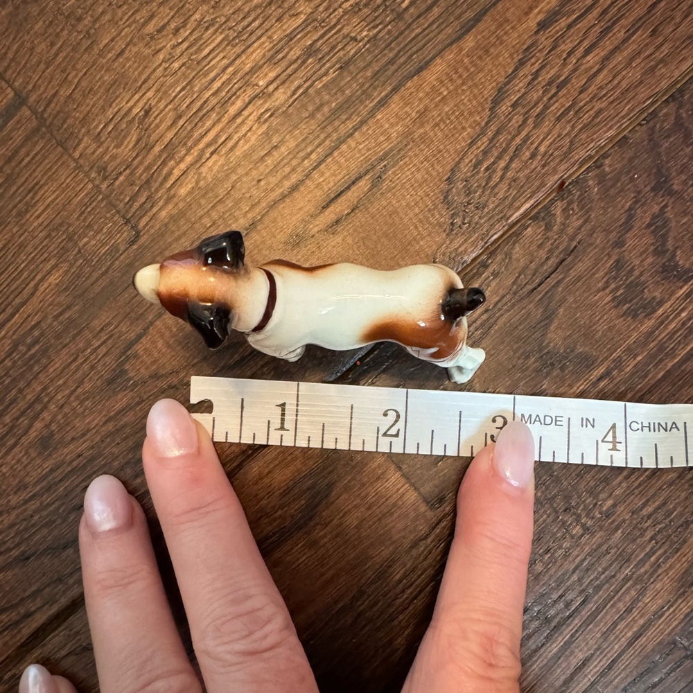 Vintage Ceramic Jack Russell Terrier Figurine - White & Brown with Leash - Picture 14 of 14